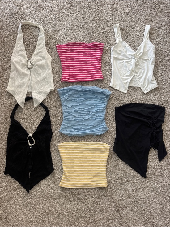 Princess Polly Tops - Set of 7 tube tops crop tops for going out, mix of strapless and halter tops